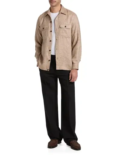 Isaia Men's Herringbone Donegal Overshirt - Medium Beige - Size XXL | Thumbnail 2 Isaia Men's Herringbone Donegal Overshirt - Medium Beige - Size XXL | Thumbnail 2