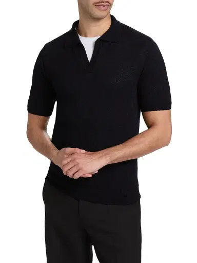 Isaia Men's Cashmere-Silk Terry Polo Shirt - Dark Blue - Size XXL | Thumbnail 3 Isaia Men's Cashmere-Silk Terry Polo Shirt - Dark Blue - Size XXL | Thumbnail 3