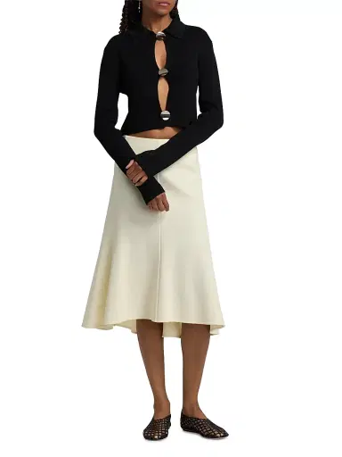 Jil Sander Women's Crepe Textured Midi-Skirt - Chalk | Thumbnail 2 Jil Sander Women's Crepe Textured Midi-Skirt - Chalk | Thumbnail 2