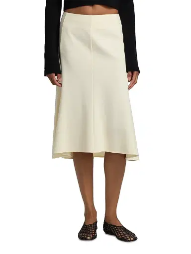 Jil Sander Women's Crepe Textured Midi-Skirt - Chalk | Thumbnail 3 Jil Sander Women's Crepe Textured Midi-Skirt - Chalk | Thumbnail 3