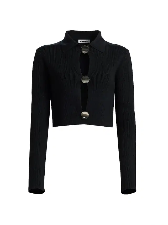 Jil Sander Women's Merino Wool Polo Cardigan - Black