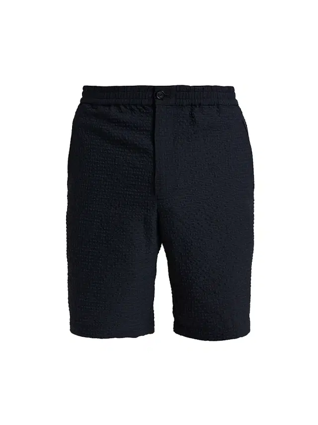 Emporio Armani Men's Textured Tech Seersucker Shorts - Dark Navy