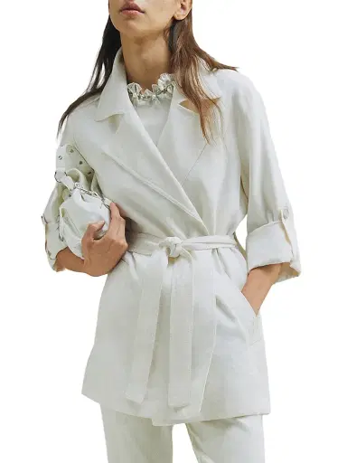 Marella Women's Drawstring Duster Coat - Wool White - Size 10 | Thumbnail 3 Marella Women's Drawstring Duster Coat - Wool White - Size 10 | Thumbnail 3