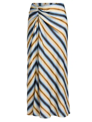 A.L.C. Women's Jean Striped Satin Midi-Skirt - Tahoe Blue Milk Chocolate - Size 14 | Thumbnail 1