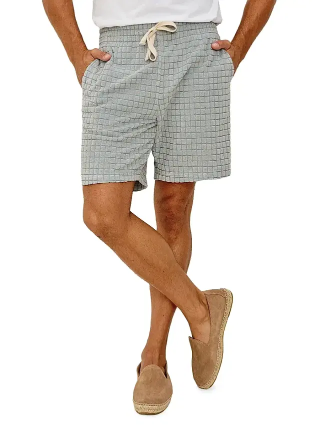 Men's Nova Drawstring Shorts - Silverline Blue Grid