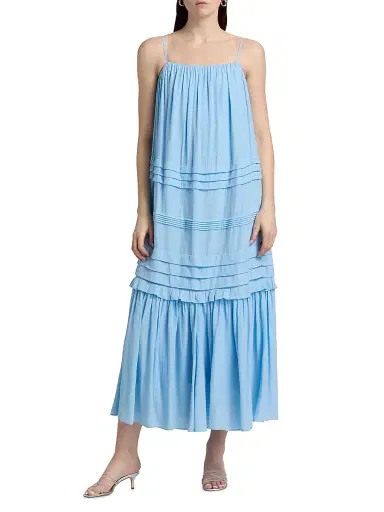 Ramy Brook Women's Ruby Pintuck Midi-Dress - Bazaar Blue - Size XL | Thumbnail 3 Ramy Brook Women's Ruby Pintuck Midi-Dress - Bazaar Blue - Size XL | Thumbnail 3