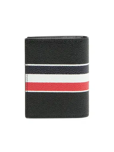 Thom Browne Men's Tricolor-Striped Leather Bifold Card Case - Black | Thumbnail 2 Thom Browne Men's Tricolor-Striped Leather Bifold Card Case - Black | Thumbnail 2