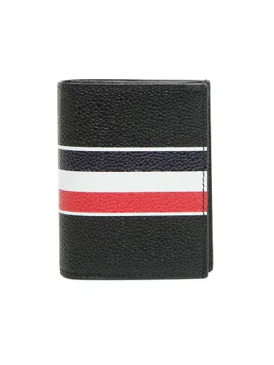 Thom Browne Men's Tricolor-Striped Leather Bifold Card Case - Black | Thumbnail 1 Thom Browne Men's Tricolor-Striped Leather Bifold Card Case - Black | Thumbnail 1
