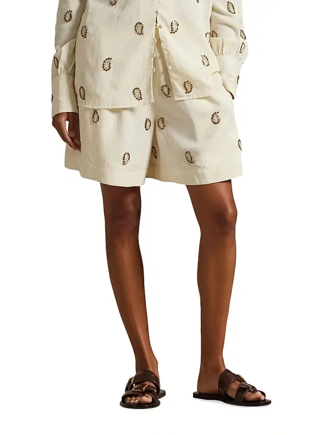 Polo Ralph Lauren Women's Anna Beaded Paisley Shorts - Trophy Cream