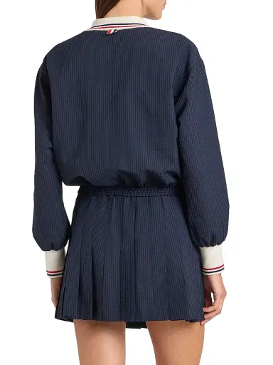 Thom Browne Women's Wool Seersucker Track Jacket - Navy | Thumbnail 5