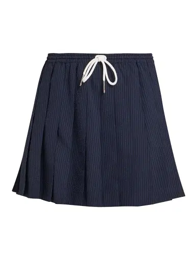Thom Browne Women's Pleated Wool Miniskirt - Navy | Thumbnail 1 Thom Browne Women's Pleated Wool Miniskirt - Navy | Thumbnail 1