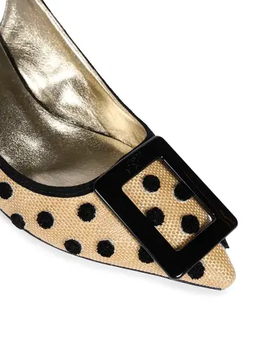 Roger Vivier Women's Virgule 55MM Dotted Slingback Pumps - Crema Chiaro Nero | Thumbnail 5 Roger Vivier Women's Virgule 55MM Dotted Slingback Pumps - Crema Chiaro Nero | Thumbnail 5