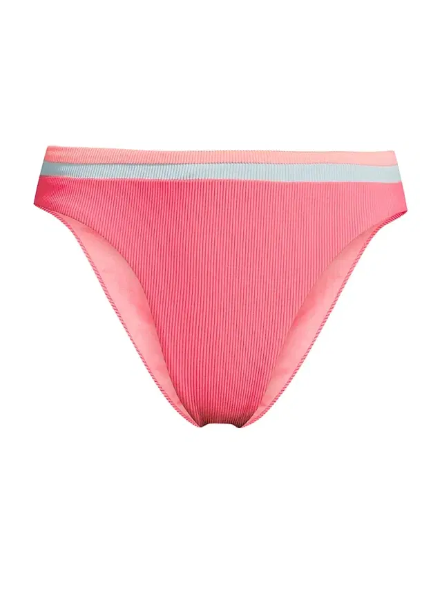 Beach Riot Women's Saffron Rib-Knit Bikini Bottom - Guava Jelly Colorblock