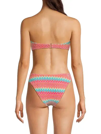 BEACH RIOT Women's Kelsey Metallic Chevron Bandeau Bikini Top - Strawberry Ice Chevron - Size Large | Thumbnail 5