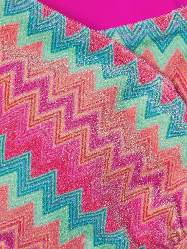 BEACH RIOT Women's Kelsey Metallic Chevron Bandeau Bikini Top - Strawberry Ice Chevron - Size Large | Thumbnail 6