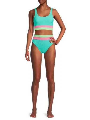 BEACH RIOT Women's Mackenzie Colorblocked Bikini Top - Strawberry Ice Colorblock - Size Large | Thumbnail 2 BEACH RIOT Women's Mackenzie Colorblocked Bikini Top - Strawberry Ice Colorblock - Size Large | Thumbnail 2