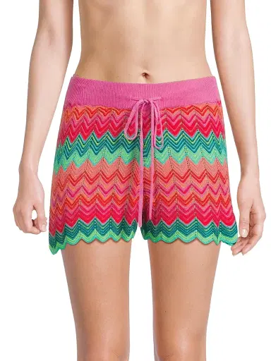 BEACH RIOT Women's Balboa Chevron Knit Shorts - Strawberry Ice Chevron - Size XL | Thumbnail 3