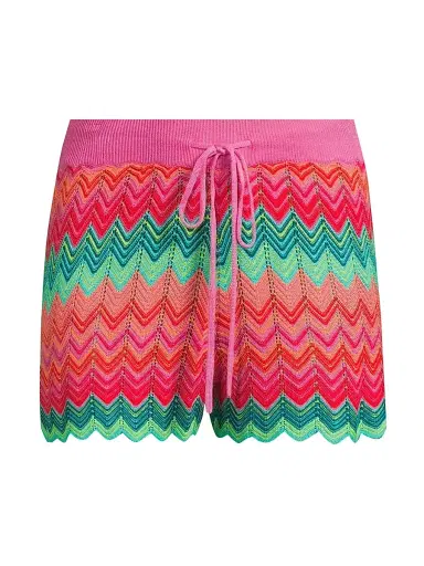 BEACH RIOT Women's Balboa Chevron Knit Shorts - Strawberry Ice Chevron - Size XL | Thumbnail 1