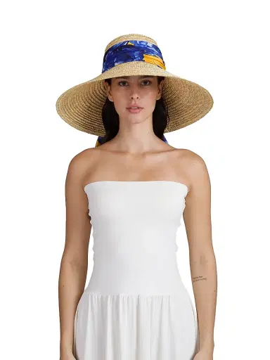 Eugenia Kim Women's Mirabel Scarf-Trim Straw Sun Hat | Thumbnail 2 Eugenia Kim Women's Mirabel Scarf-Trim Straw Sun Hat | Thumbnail 2