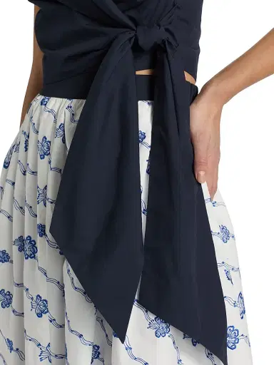 Rosie Assoulin Women's Halterneck Cotton Wrap Top - Navy | Thumbnail 6