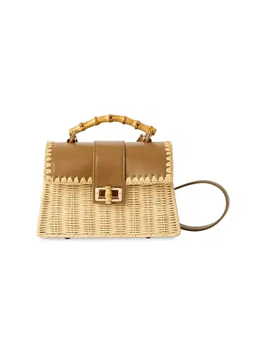 BTB Los Angeles Women's Debon Rattan Top Handle Bag - Chocolate Natural | Thumbnail 1