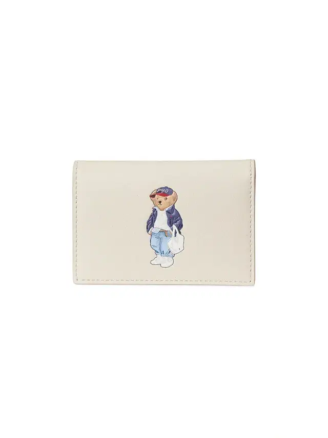 Polo Ralph Lauren Women's Spring Bear Leather Card Case - Parchment