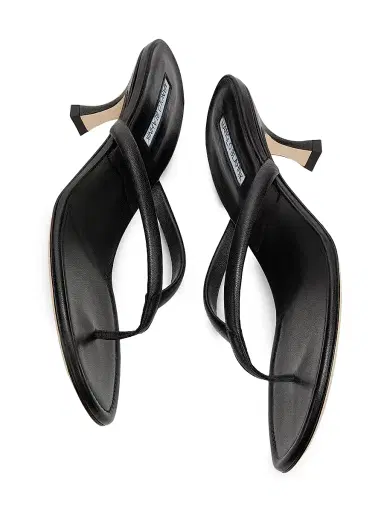 Manolo Blahnik Women's Paterno 50MM Leather Thong Sandals - Black - Size 11 | Thumbnail 6
