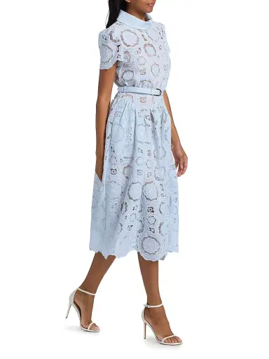 Self-Portrait Women's Floral Lace A-Line Midi-Dress - Blue - Size 8 | Thumbnail 2