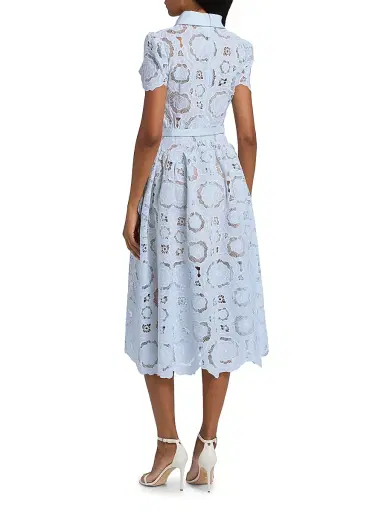 Self-Portrait Women's Floral Lace A-Line Midi-Dress - Blue - Size 8 | Thumbnail 5
