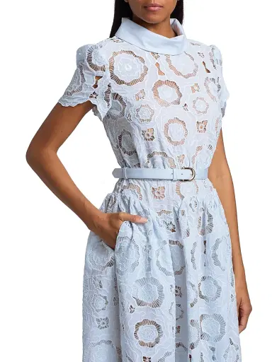 Self-Portrait Women's Floral Lace A-Line Midi-Dress - Blue - Size 8 | Thumbnail 6