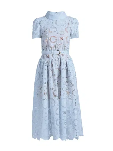 Self-Portrait Women's Floral Lace A-Line Midi-Dress - Blue - Size 8 | Thumbnail 1