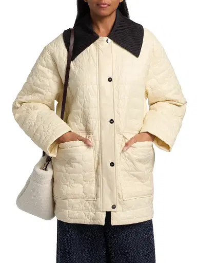 Ganni Women's Contrast-Trim Quilted Jacket | Thumbnail 3