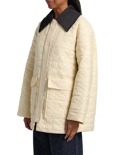 Ganni Women's Contrast-Trim Quilted Jacket | Thumbnail 4