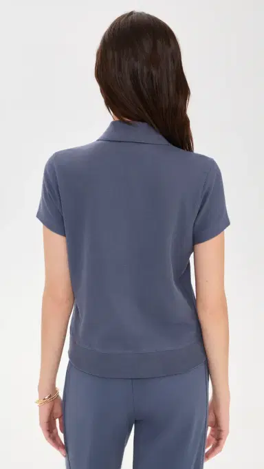 ATM Anthony Thomas Melillo Pique Polo Top Dusk Blue M | Thumbnail 3
