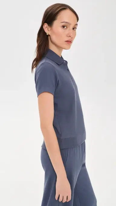 ATM Anthony Thomas Melillo Pique Polo Top Dusk Blue M | Thumbnail 4