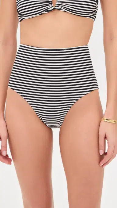 Nili Lotan Stripe High Waisted Bikini Bottoms Black/ Stripe | Thumbnail 2