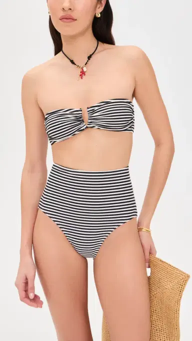 Nili Lotan Bandeau Bikini Top Black/ Stripe | Thumbnail 5