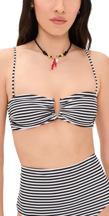 Nili Lotan Bandeau Bikini Top Black/ Stripe | Thumbnail 1