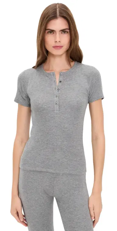 ATM Anthony Thomas Melillo Modal Rib Henley Top Medium Heather Grey L | Thumbnail 1 ATM Anthony Thomas Melillo Modal Rib Henley Top Medium Heather Grey L | Thumbnail 1