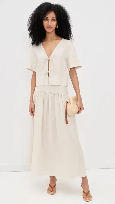 Staud Procida Linen Skirt Natural | Thumbnail 5