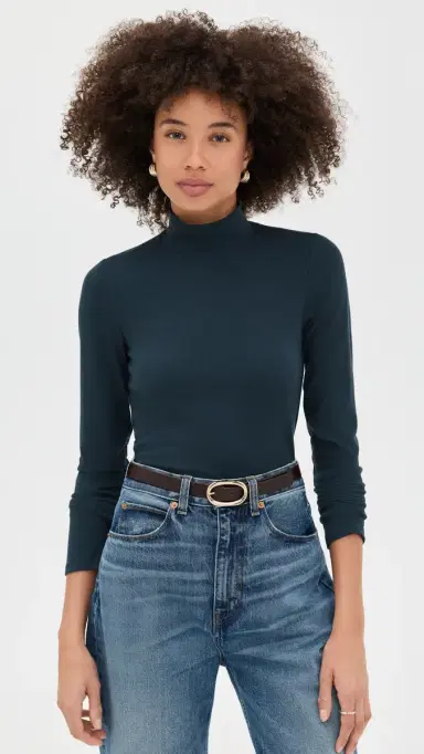 Jamie Haller The Mock Neck Tee Navy | Thumbnail 2