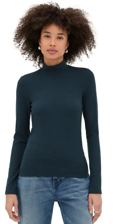 Jamie Haller The Mock Neck Tee Navy | Thumbnail 1