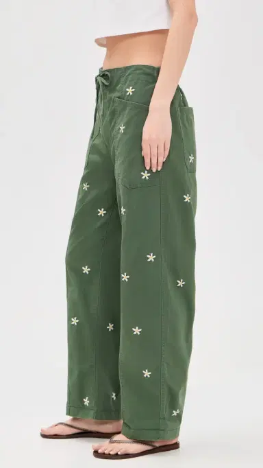 DAZE Villa Drawstring Pants Bronze Green Daisy | Thumbnail 4 DAZE Villa Drawstring Pants Bronze Green Daisy | Thumbnail 4