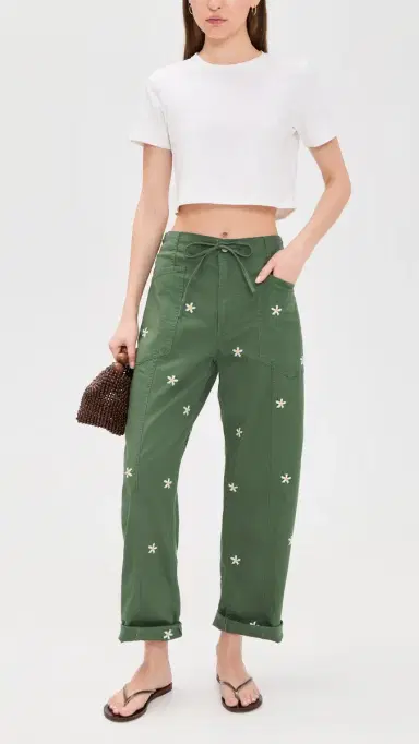 DAZE Villa Drawstring Pants Bronze Green Daisy | Thumbnail 5 DAZE Villa Drawstring Pants Bronze Green Daisy | Thumbnail 5