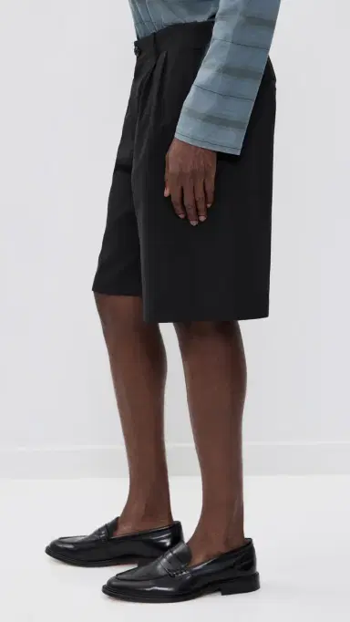 Our Legacy Pleated Shorts 11 Studio Black Micro Canvas | Thumbnail 4