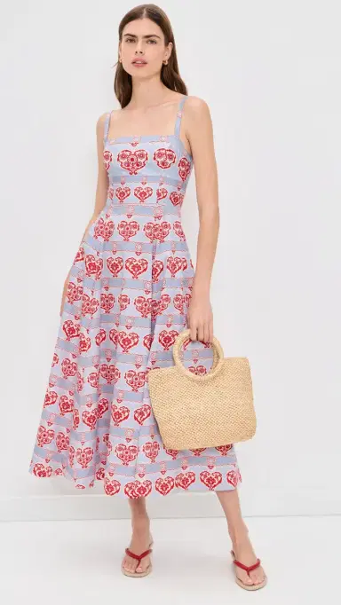 Hill House Home The Margot Dress Poppy Damask Stripe | Thumbnail 2