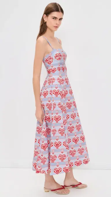 Hill House Home The Margot Dress Poppy Damask Stripe | Thumbnail 4