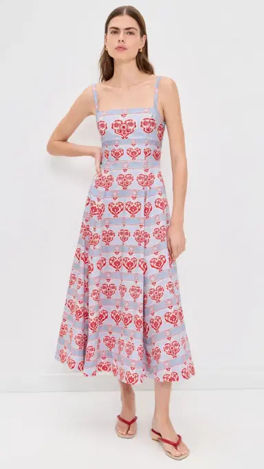 Hill House Home The Margot Dress Poppy Damask Stripe | Thumbnail 5