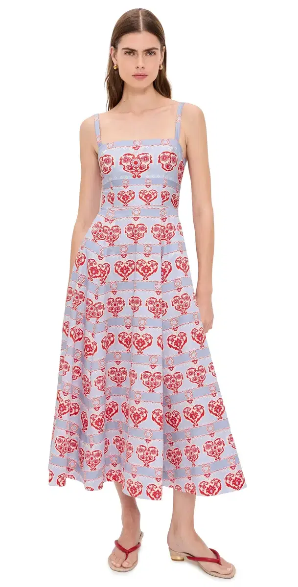 The Margot Dress Poppy Damask tripe