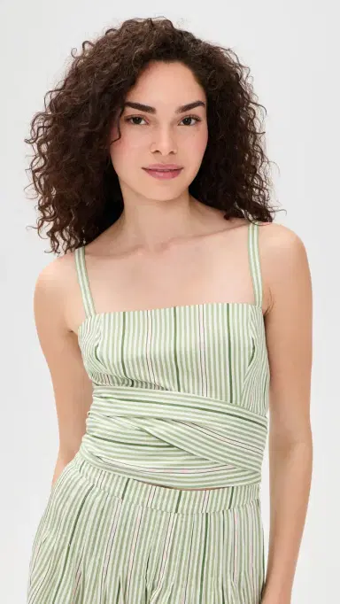 Hill House Home The Miranda Top Green Jacquard Stripe | Thumbnail 2 Hill House Home The Miranda Top Green Jacquard Stripe | Thumbnail 2